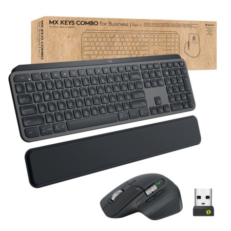 Logitech MX Keys combo for Business Gen 2 klawiatura Dołączona myszka RF Wireless + Bluetooth QWERTY Hiszpański Grafitowy