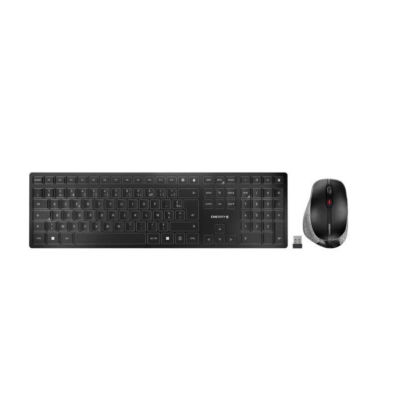 CHERRY DW 9500 SLIM klawiatura Dołączona myszka RF Wireless + Bluetooth AZERTY Francuski Czarny, Szary