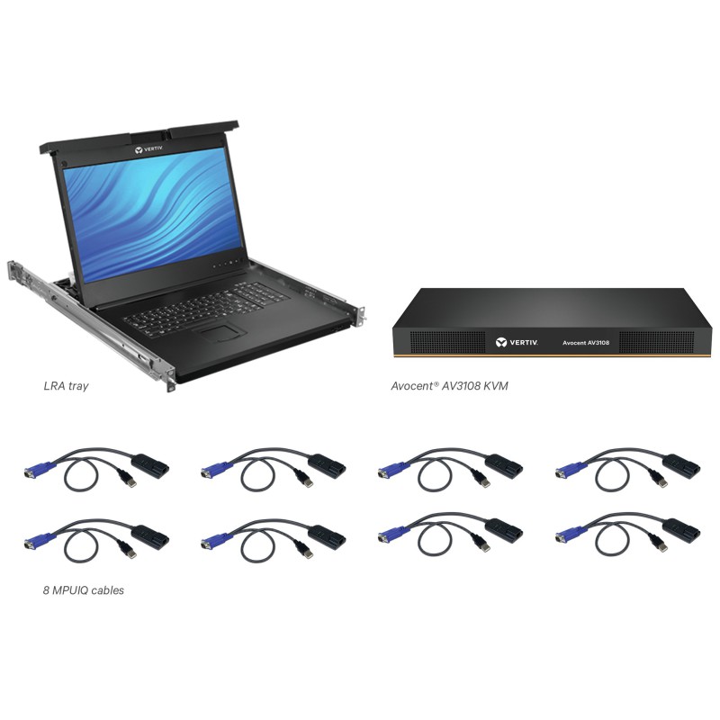 Vertiv Avocent LRA185KMM8D-001 konsola rackowa 48,3 cm (19") 1366 x 768 px Plastik, Stal Czarny 1U