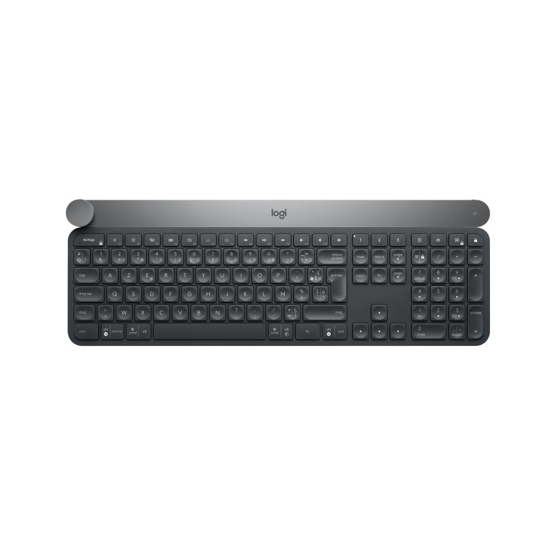 Logitech Craft Advanced keyboard with creative input dial klawiatura RF Wireless + Bluetooth AZERTY Belgijski Czarny, Szary