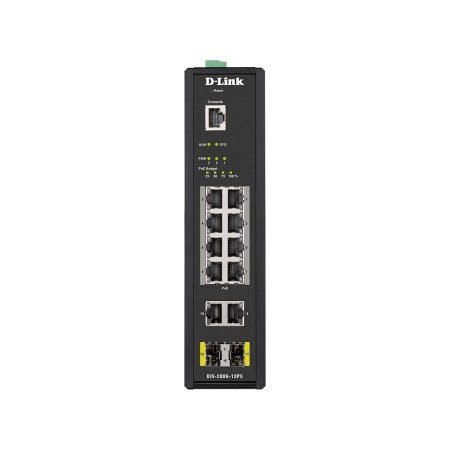 D-Link DIS-200G-12PS łącza sieciowe Zarządzany L2 Gigabit Ethernet (10/100/1000) Obsługa PoE Czarny